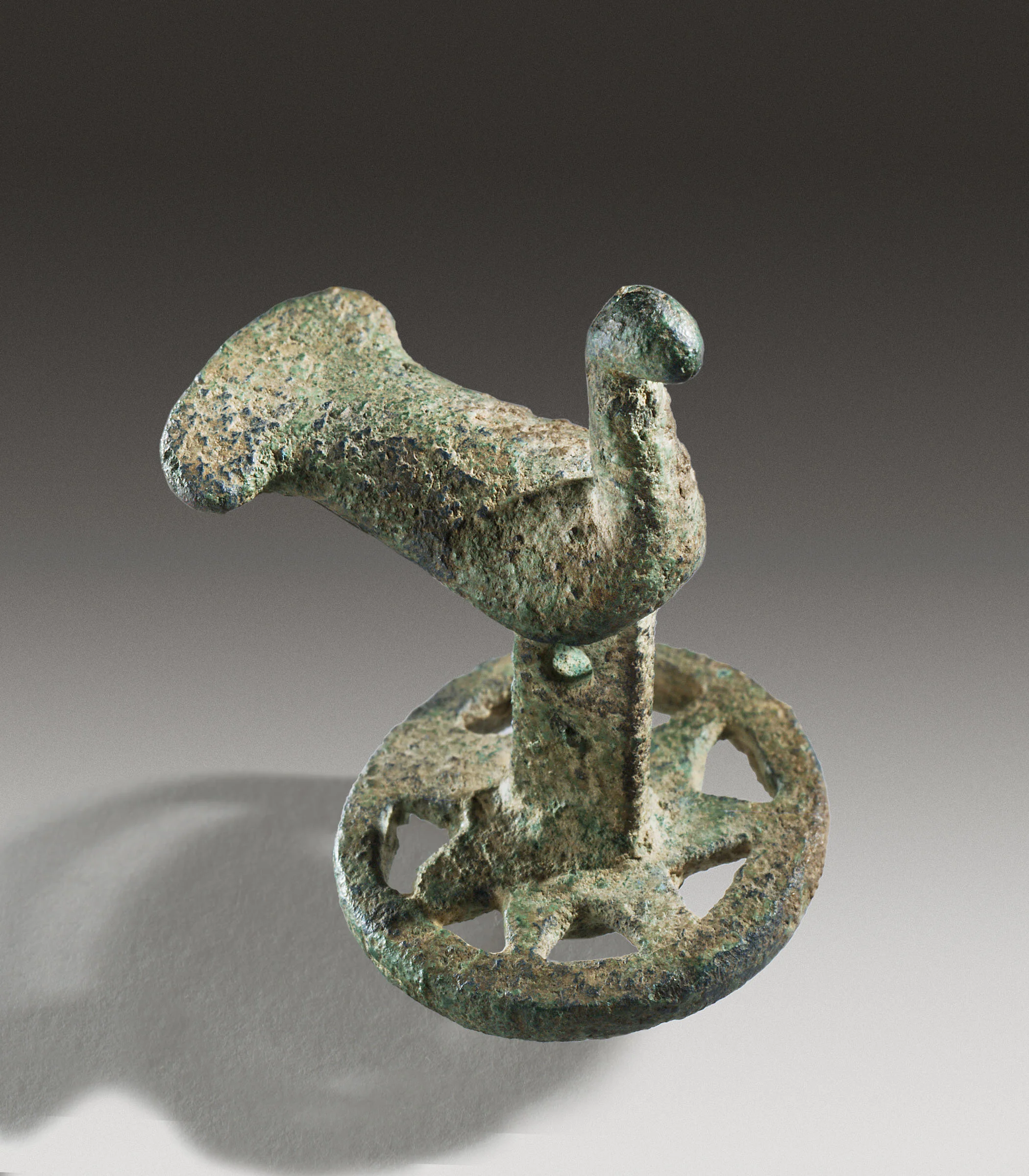 Ancient Geometric Greek Bronze Bird Stamp Seal
