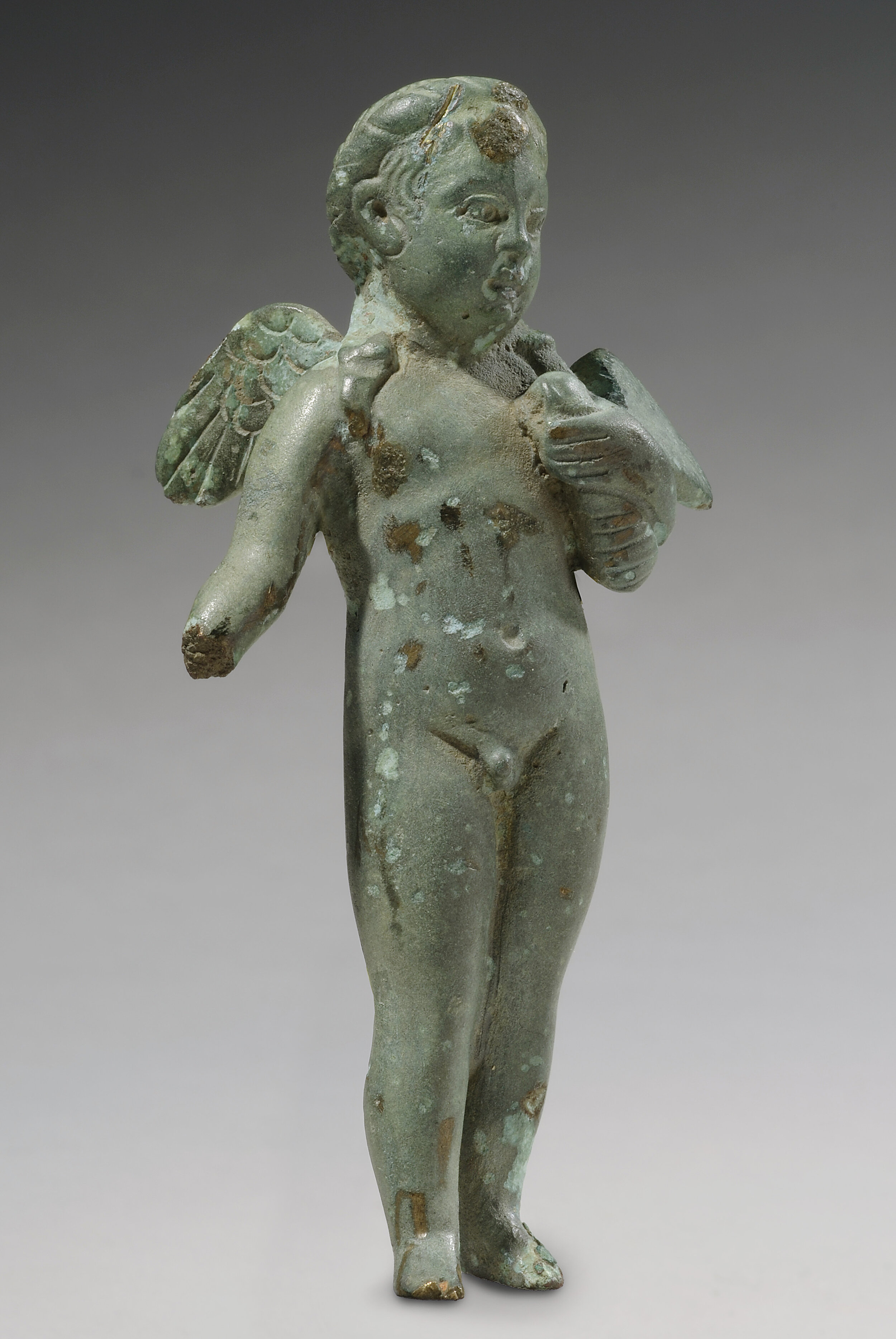 Ancient Roman Bronze Eros Holding a Butterfly