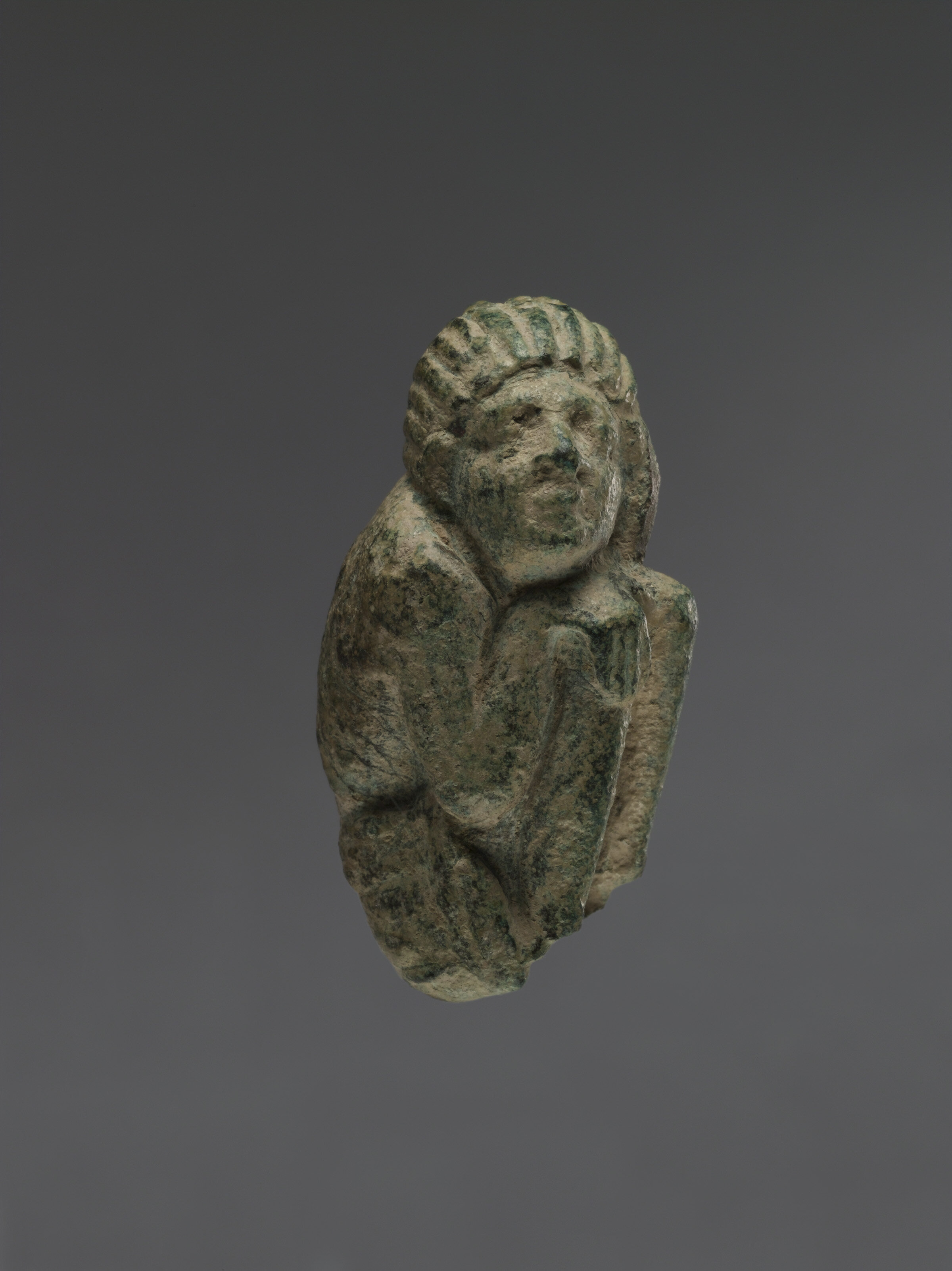 Ancient Hellenistic Greek Bronze Young Crouching African