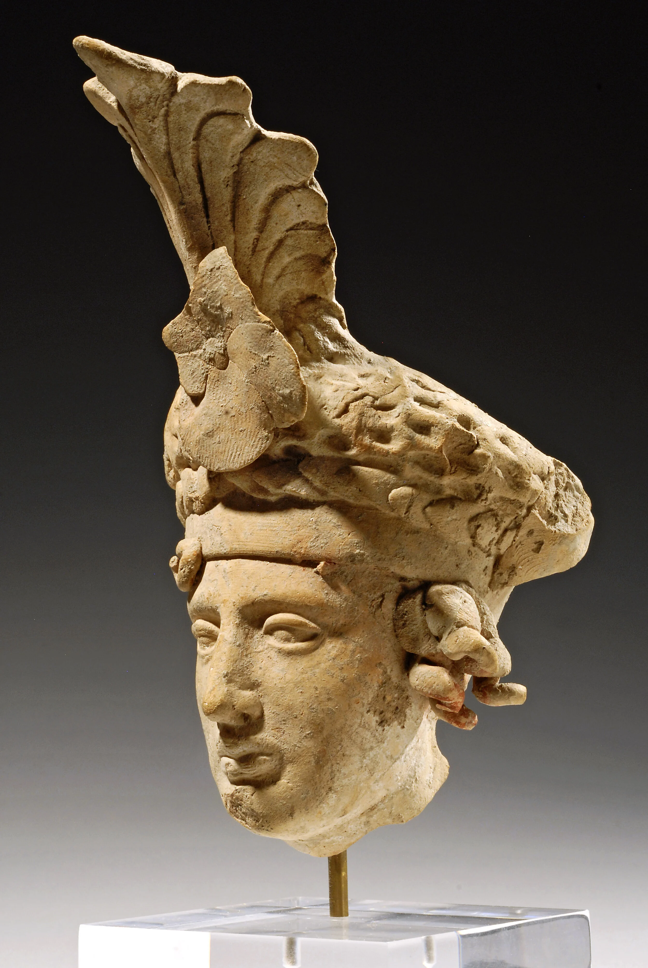 Ancient Greek Terracotta Head of a Banqueter
