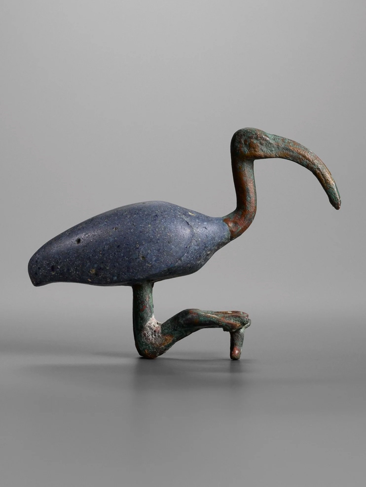 Ancient Egyptian Blue Stone and Bronze Ibis