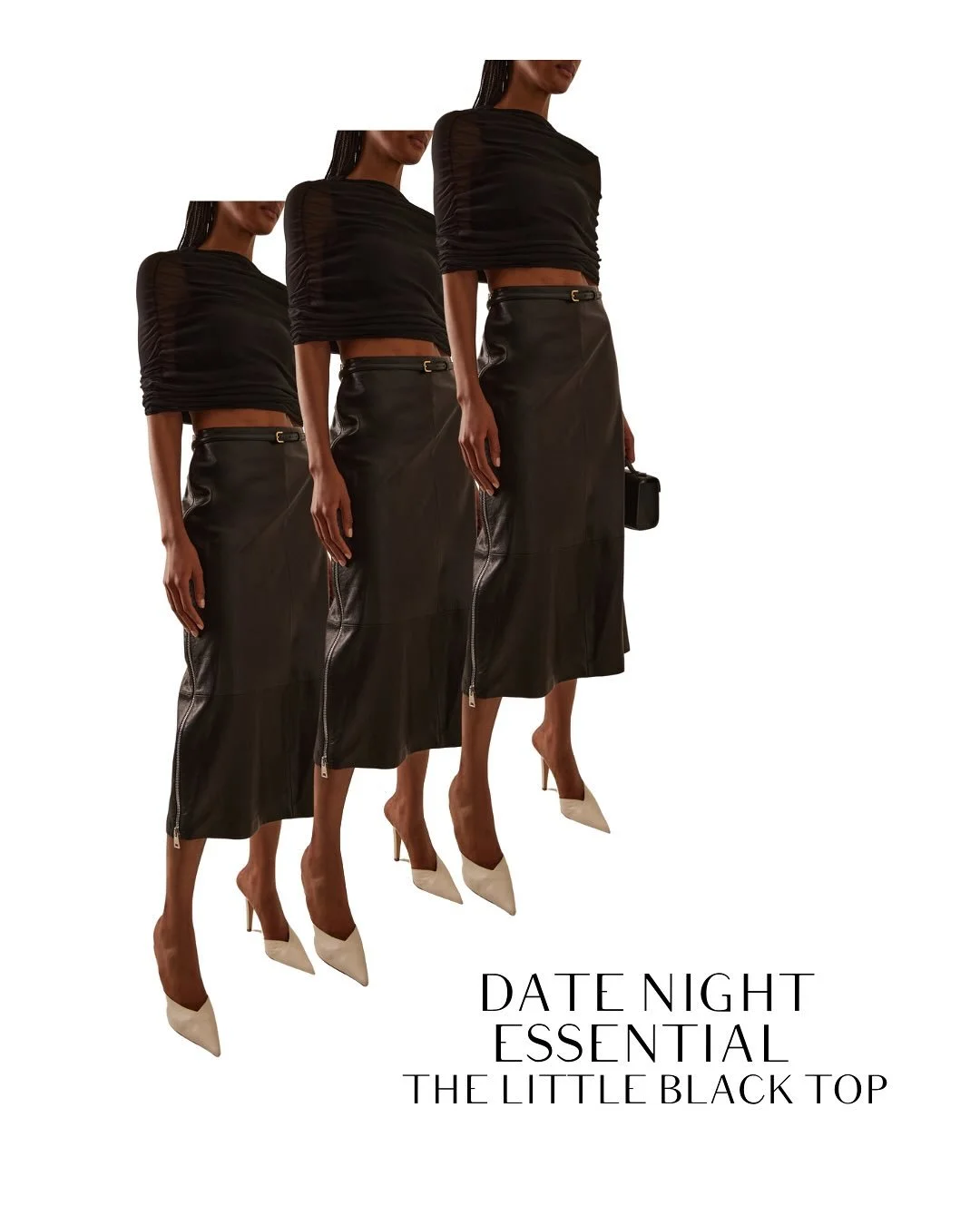 The little black dress may be iconic, but the little black top is her modern, flirtatious sister&mdash;versatile, polished, and made for nights out on the town. From satin that glimmers under candlelight to sculpted corsetry with a nod to power dress