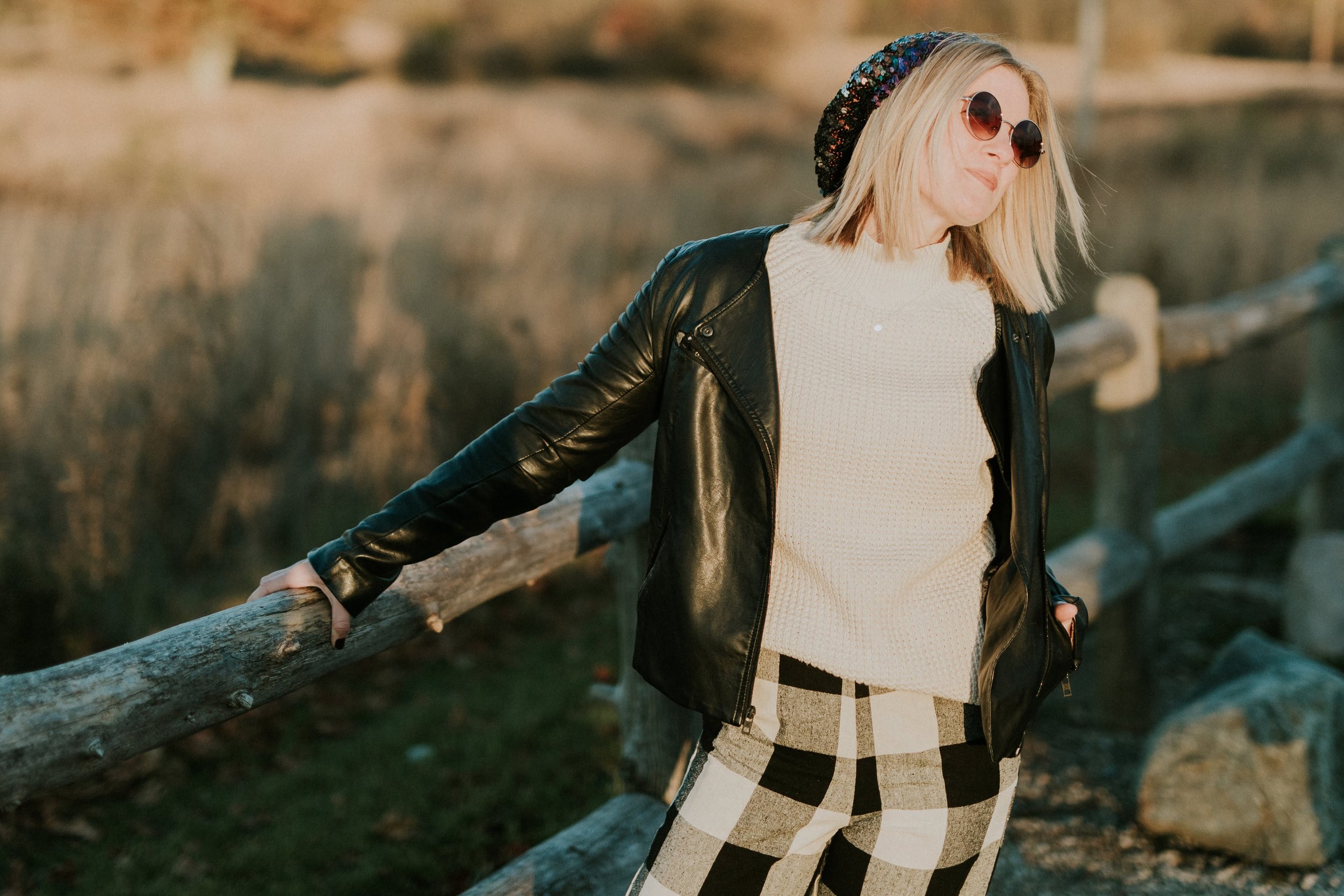 Joon+Co Style: Buffalo check pants and moon-inspired necklace | Winter Capsule Wardrobe | Brave Girl blog