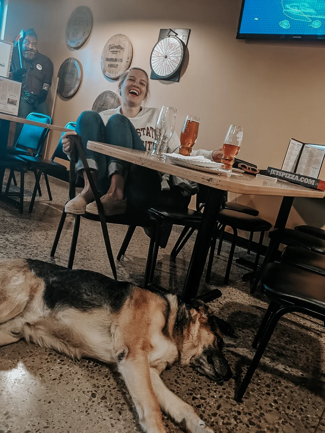 (1) Mom &amp; Audrey at Kate's baby shower. Loved having an entire day with them. (2) Tiger &amp; I with Joel at the secret brewery I selfishly won't share.