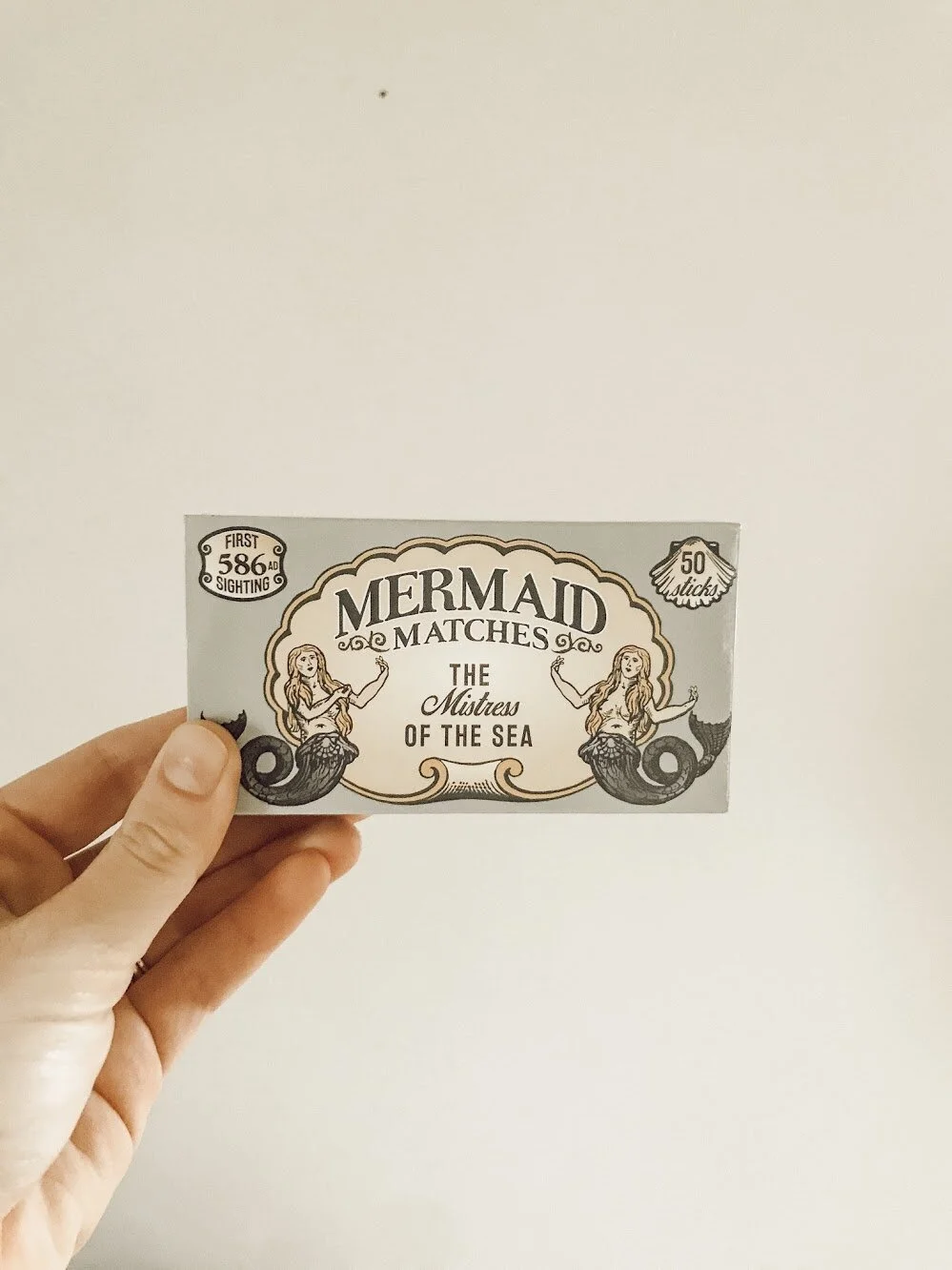 A box of mermaid matches is our inspiration. I found these in Frankfort, Michigan.