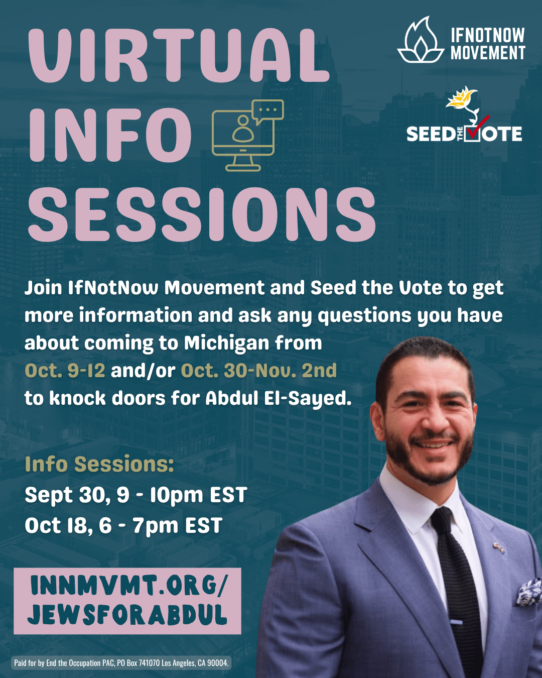 VIRTUAL INFO SESSION #1: Knock Doors in Michigan with Jews for Abdul