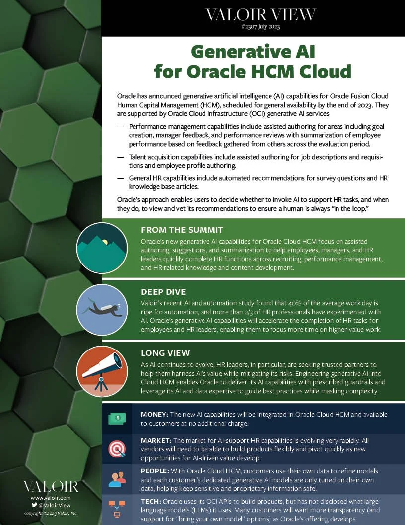 Generative AI for Oracle HCM Cloud — Valoir