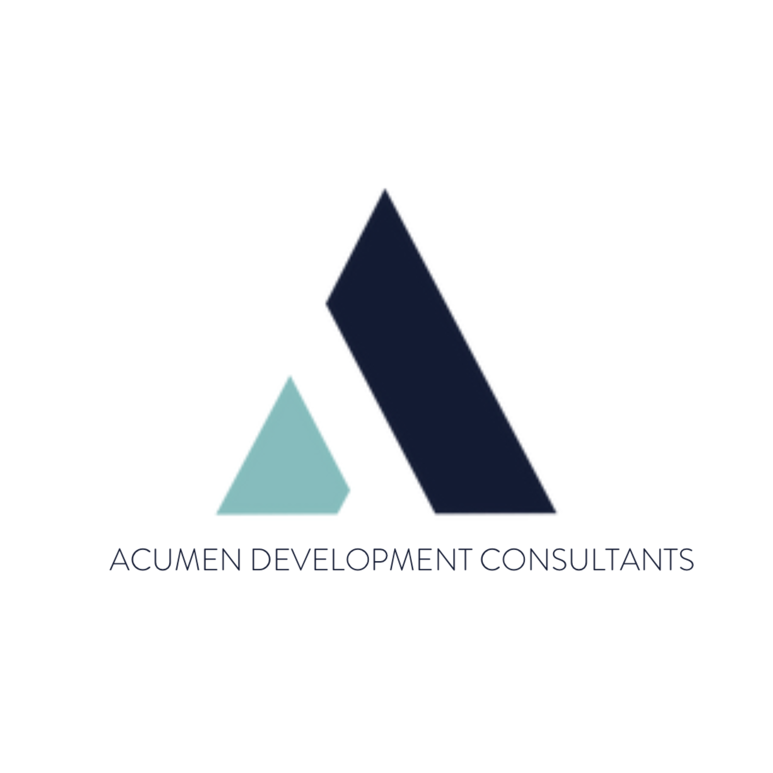 Logo of Acumen Development Consultants with a stylized "A" composed of a large dark triangle and smaller light blue triangle.