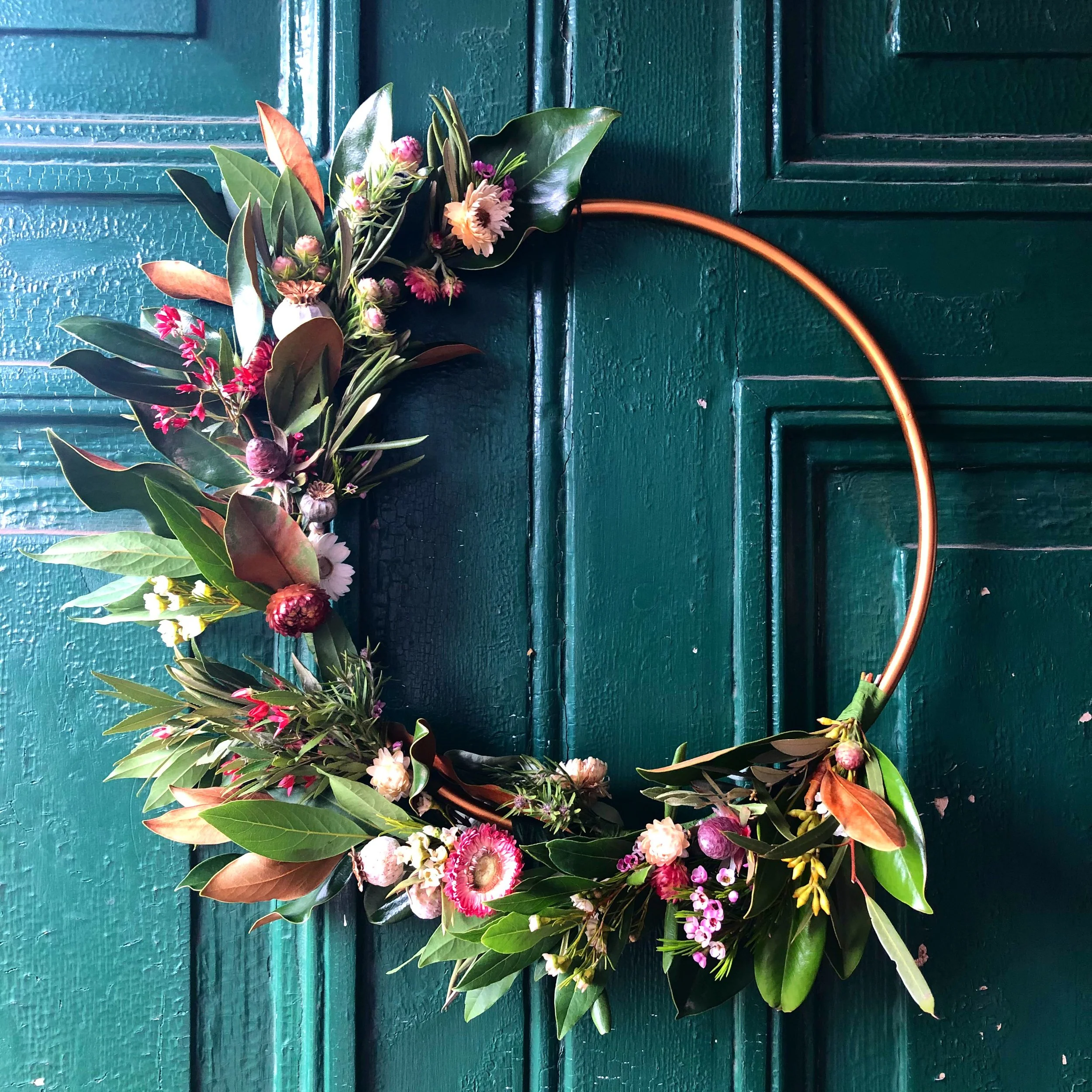Australian natives dried flower christmas wreath