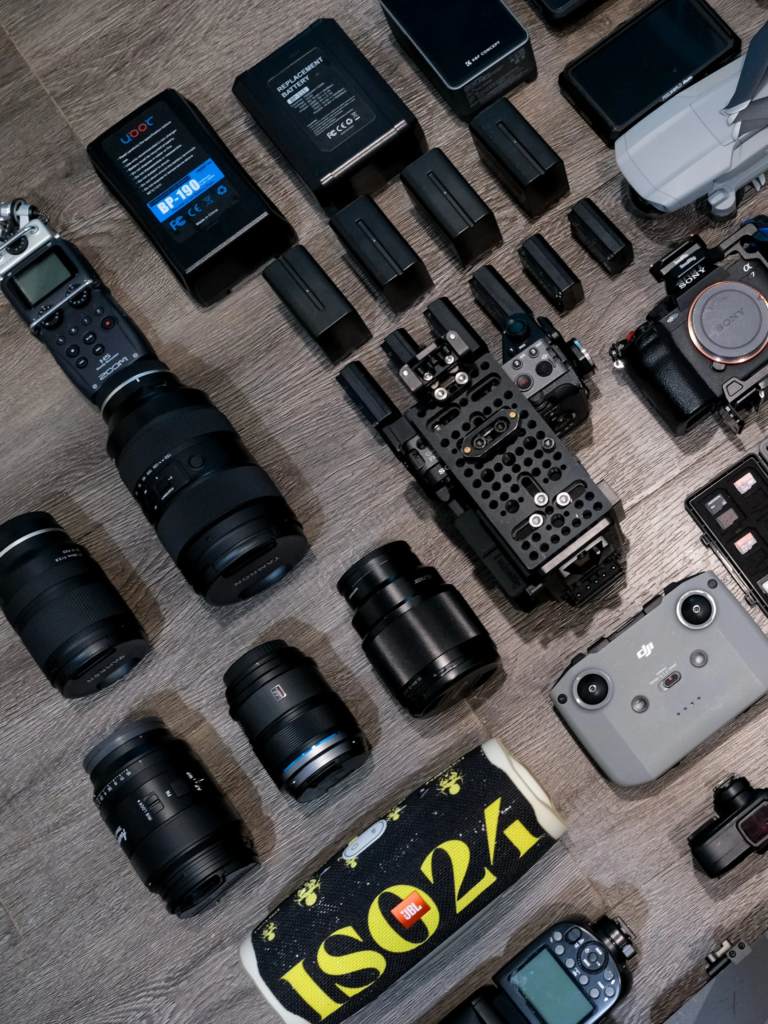 Every shoot starts the same way. Gear laid out, checked, packed. Part of the process before the process even begins.

This is what made the cut for today&rsquo;s gig: cameras, lenses, the stuff that lays flat and earns its place in the case. And even