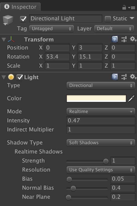 Setup the light where you want the shadows to be.
