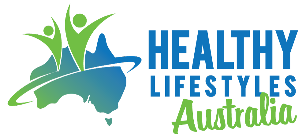 Logo of "Healthy Lifestyles Australia" featuring a stylized map of Australia with two abstract human figures and a swoosh line.