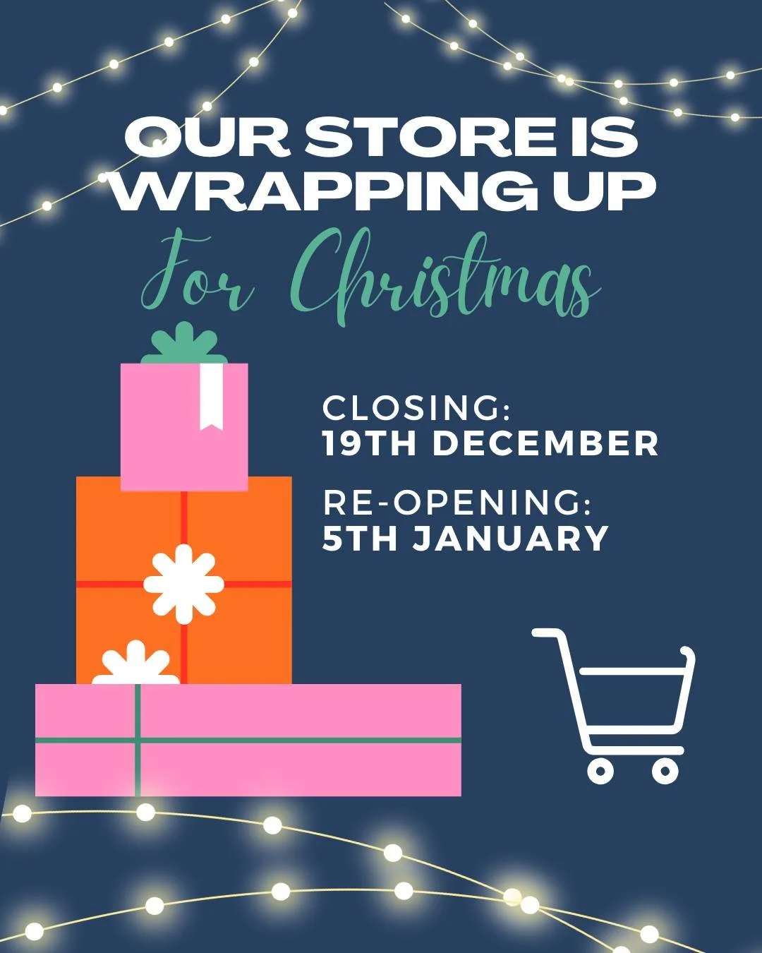 Running low and needing to stock up on a product from our store? This is just a friendly reminder that due to the Christmas Closure on 19th December, it's a good idea to think ahead and purchase products you may need over the Christmas period.

We ha
