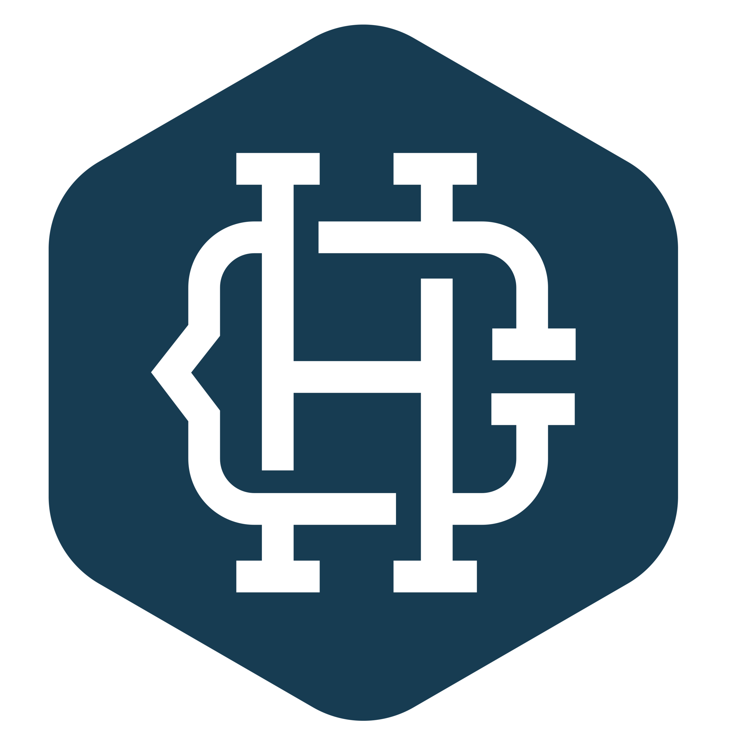 Icon of a plumbing pipe system with various pipes and fittings on a dark blue background.