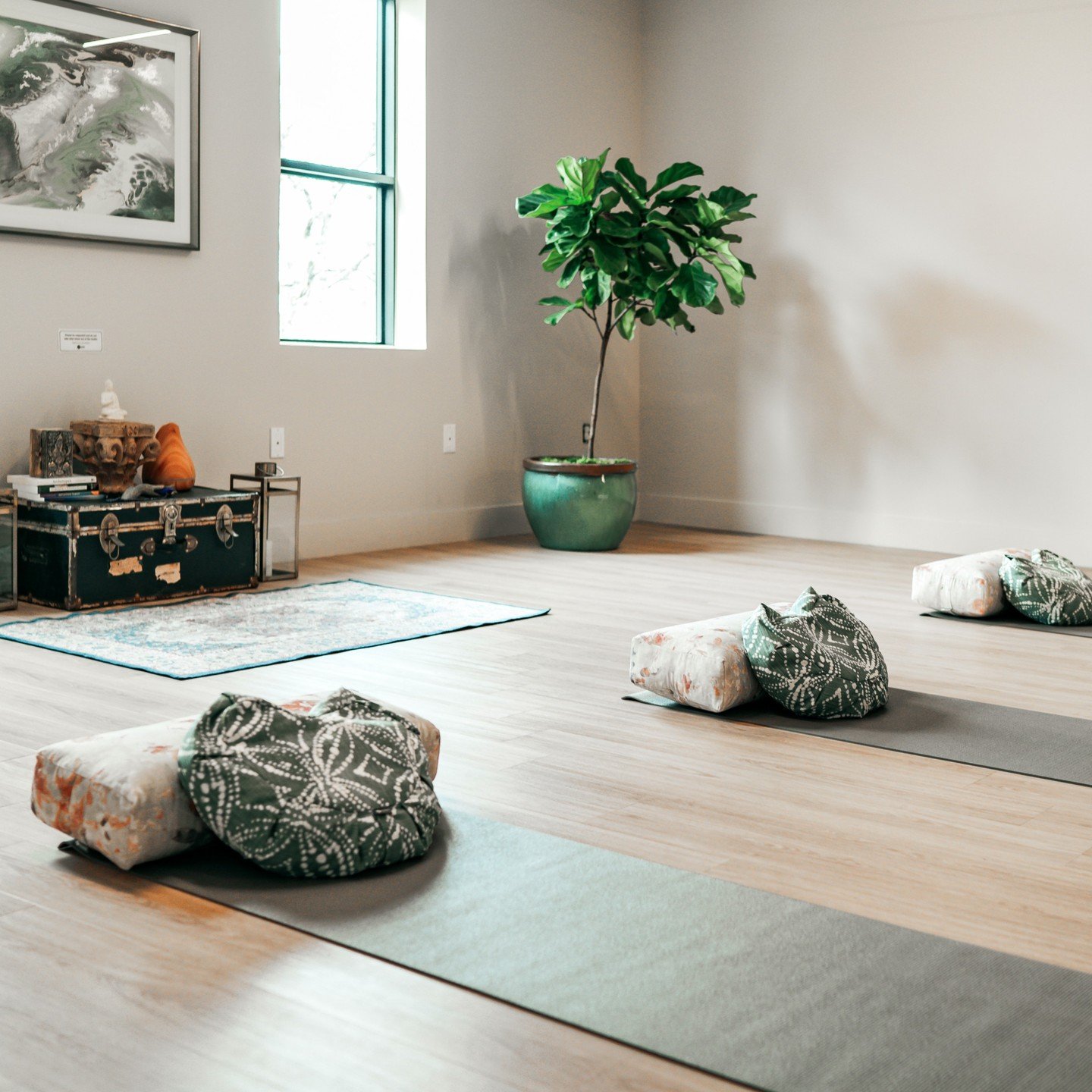 Step into our yoga studio, a calm, light-filled space for relaxation, movement, and rest. Natural light, mats, and a quiet atmosphere make it a place to reset and replenish.

Slow down on Sundays with instructor Tabby for a grounding yoga class from 