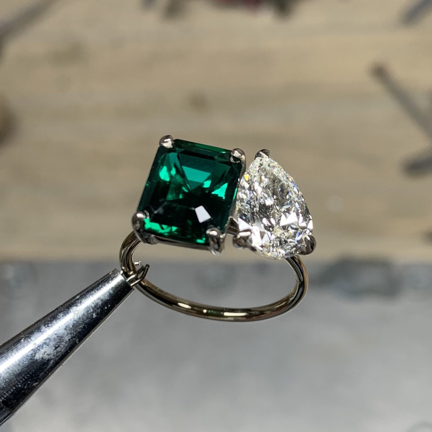 Emerald + Diamond / 18k Yellow Gold