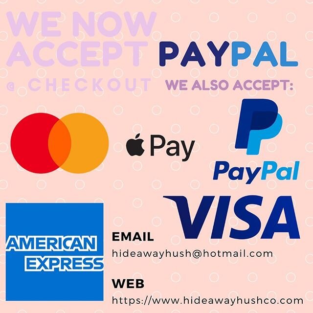 WE NOW ACCEPT PAYPAL! 
you spoke we listened! a few of you requested for paypal to be a payment method on our website so we&rsquo;ve been working on it for a few days and finally are accepting it! if you haven&rsquo;t had a chance to jump on to the w