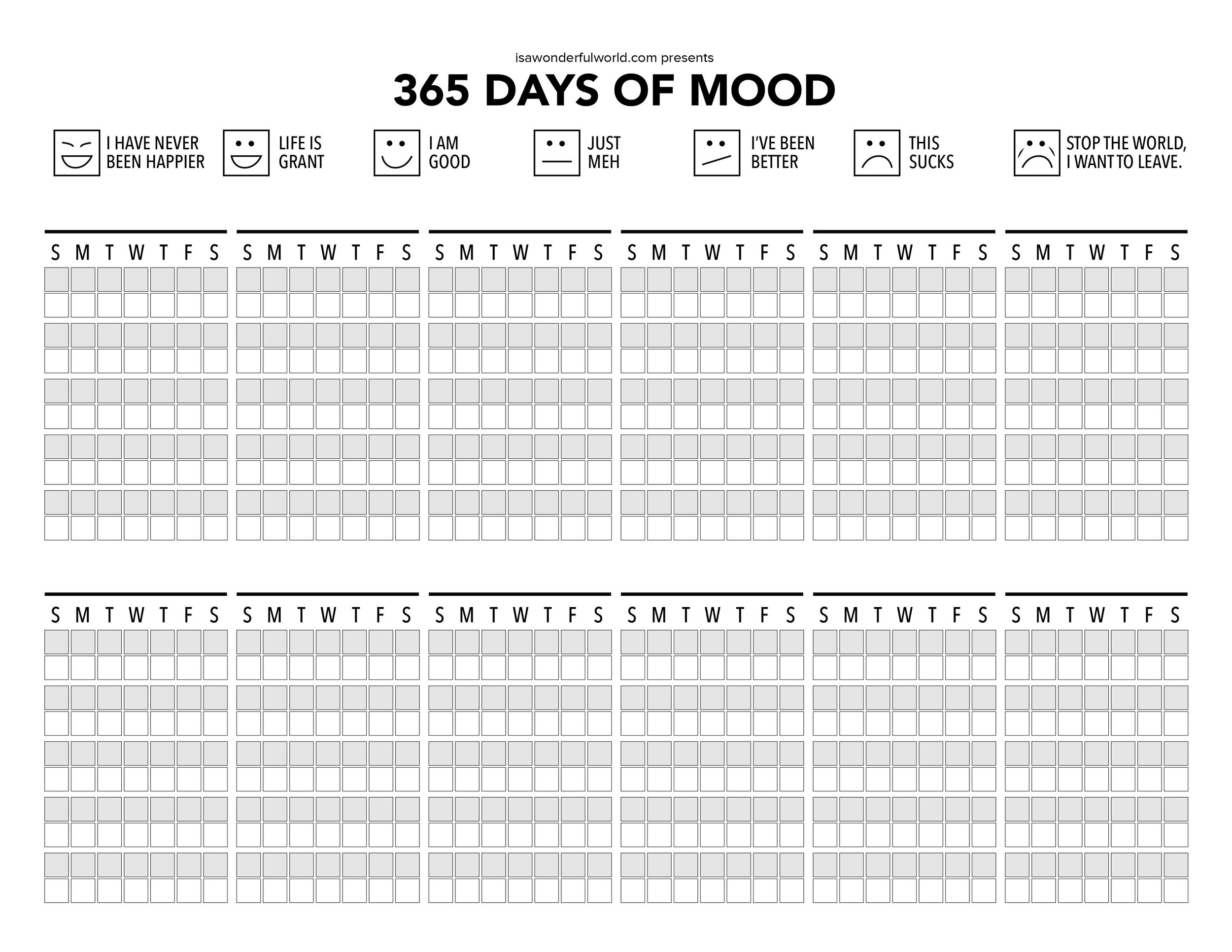 Mood calendar — Isa Wonderful World
