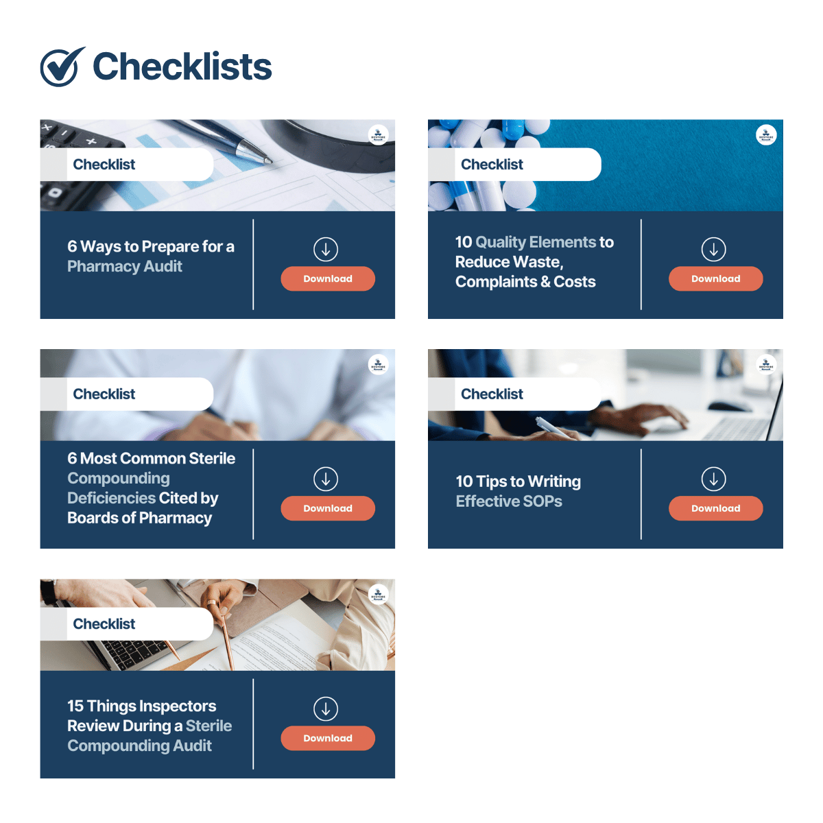 Checklists available in the Restore Resouce Hub
