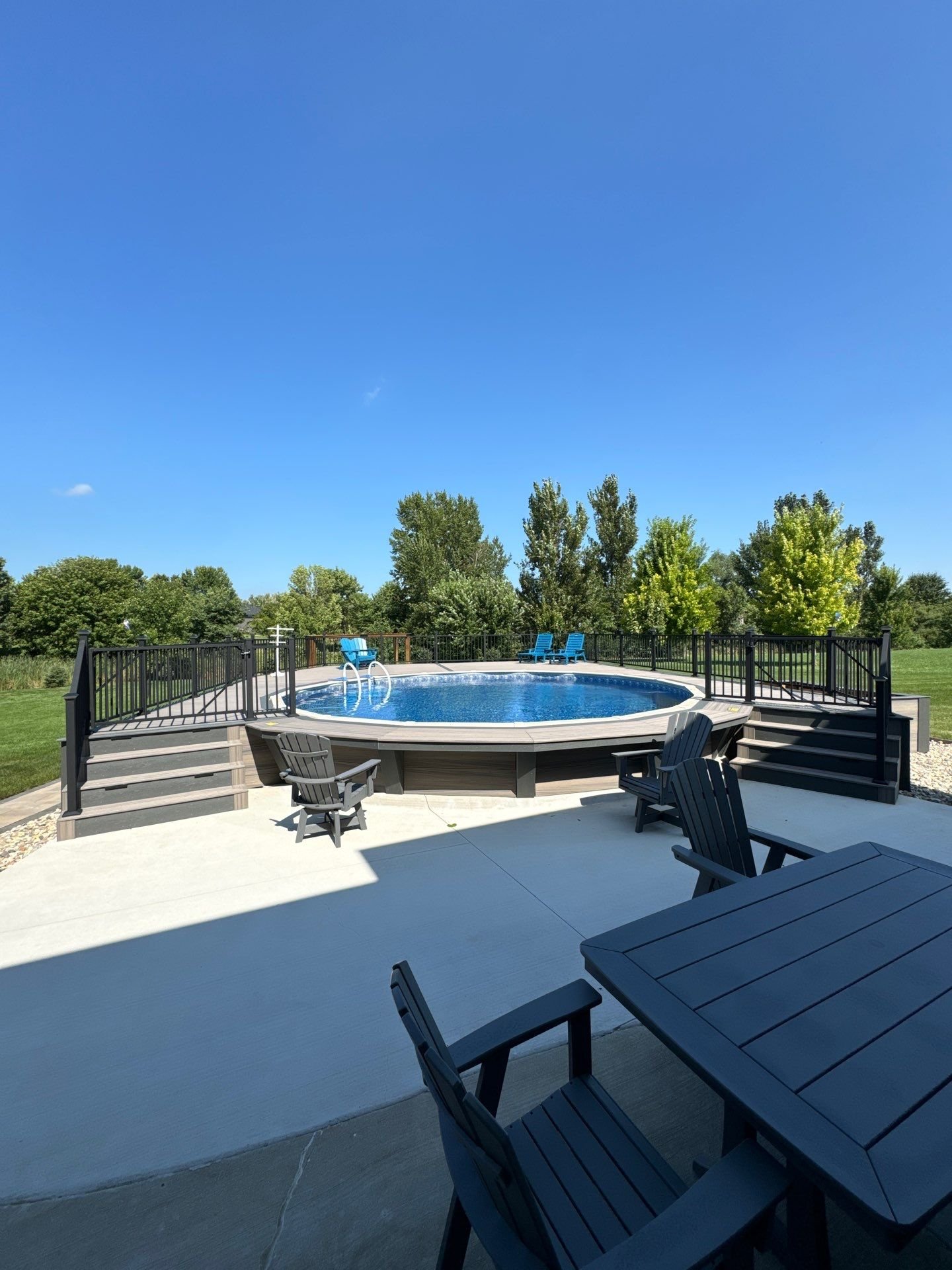 above ground pool composite deck with bar top