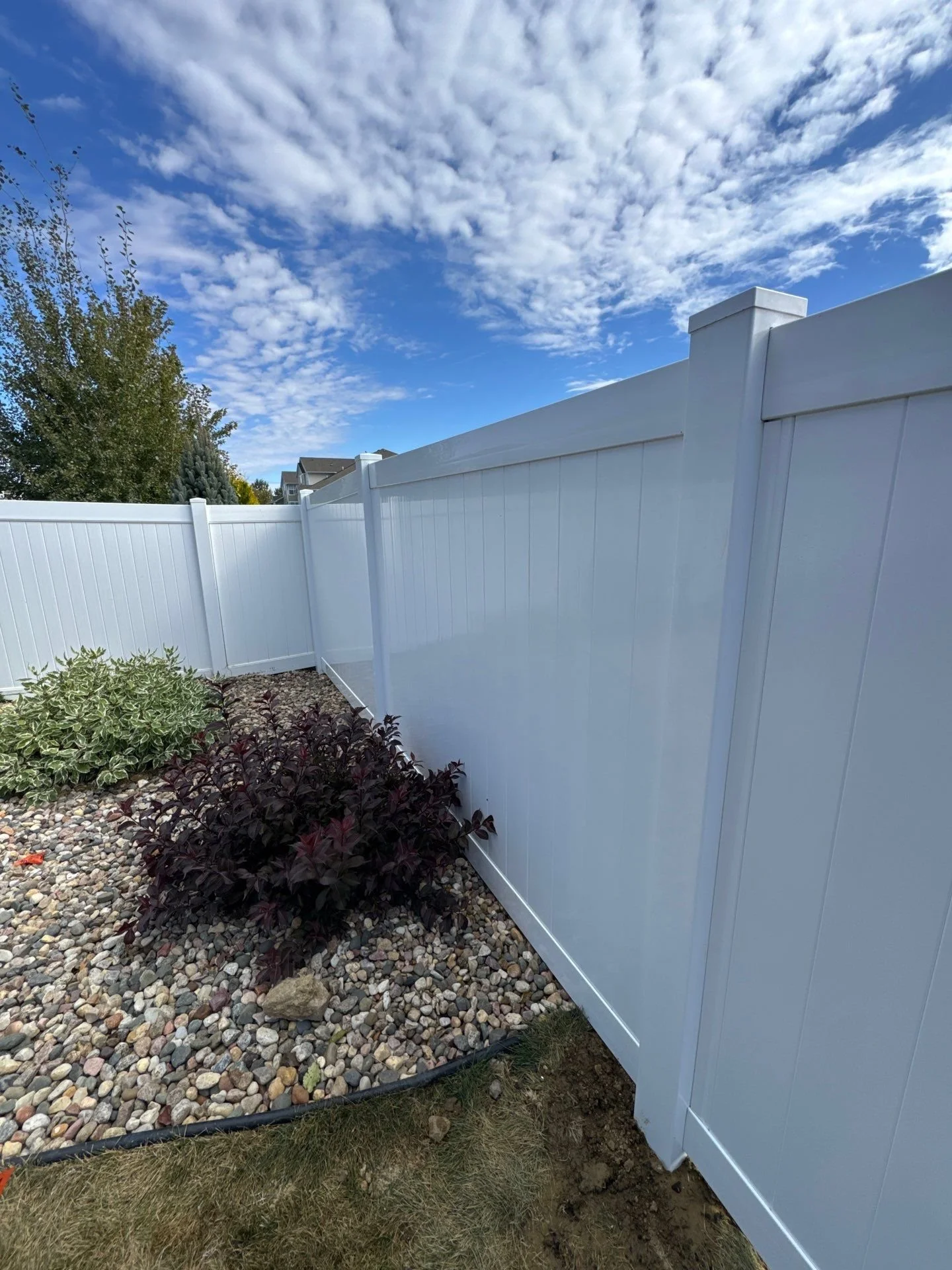 white vinyl privacy fence