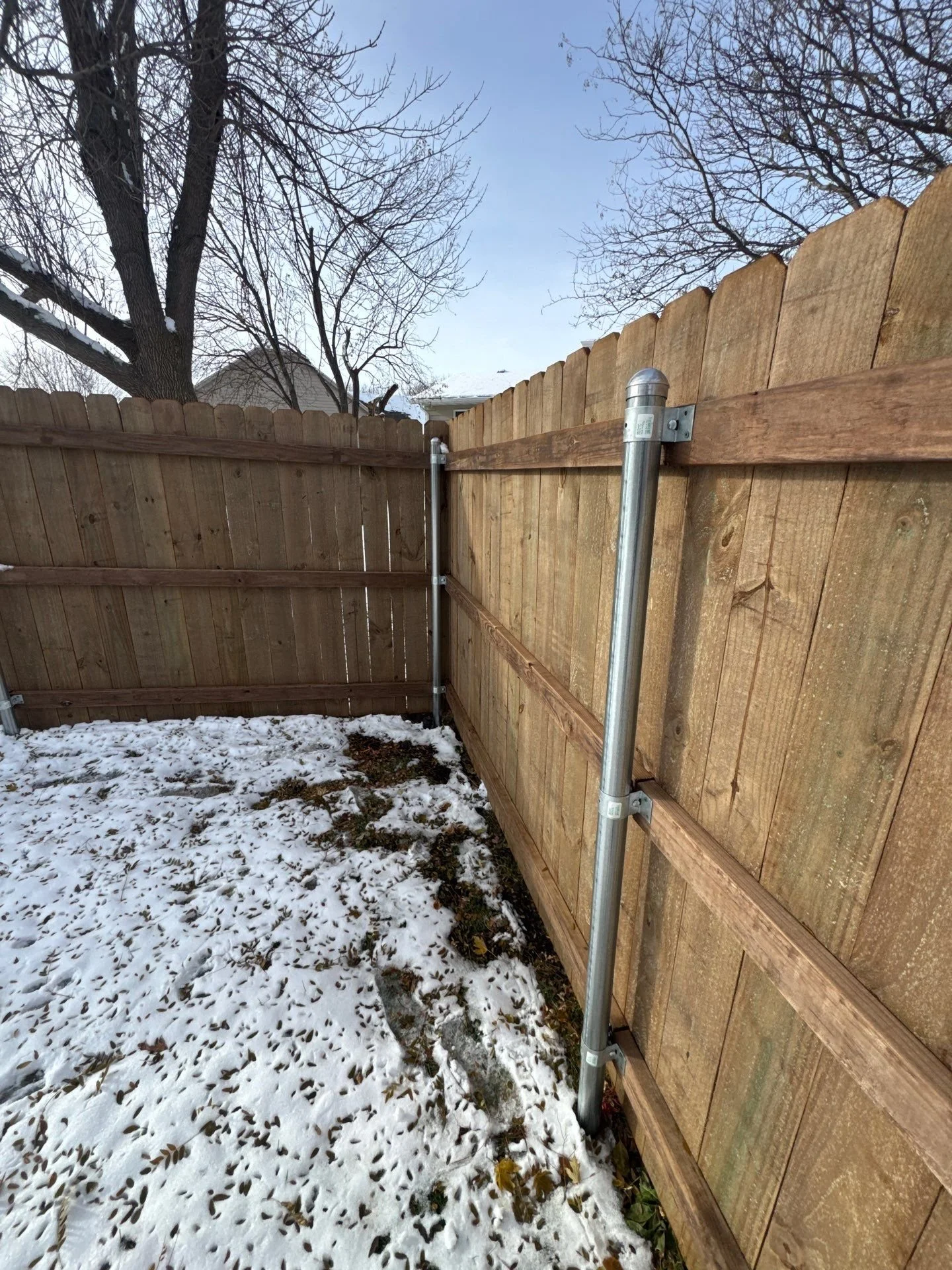 cedartone privacy fence with galvanized posts