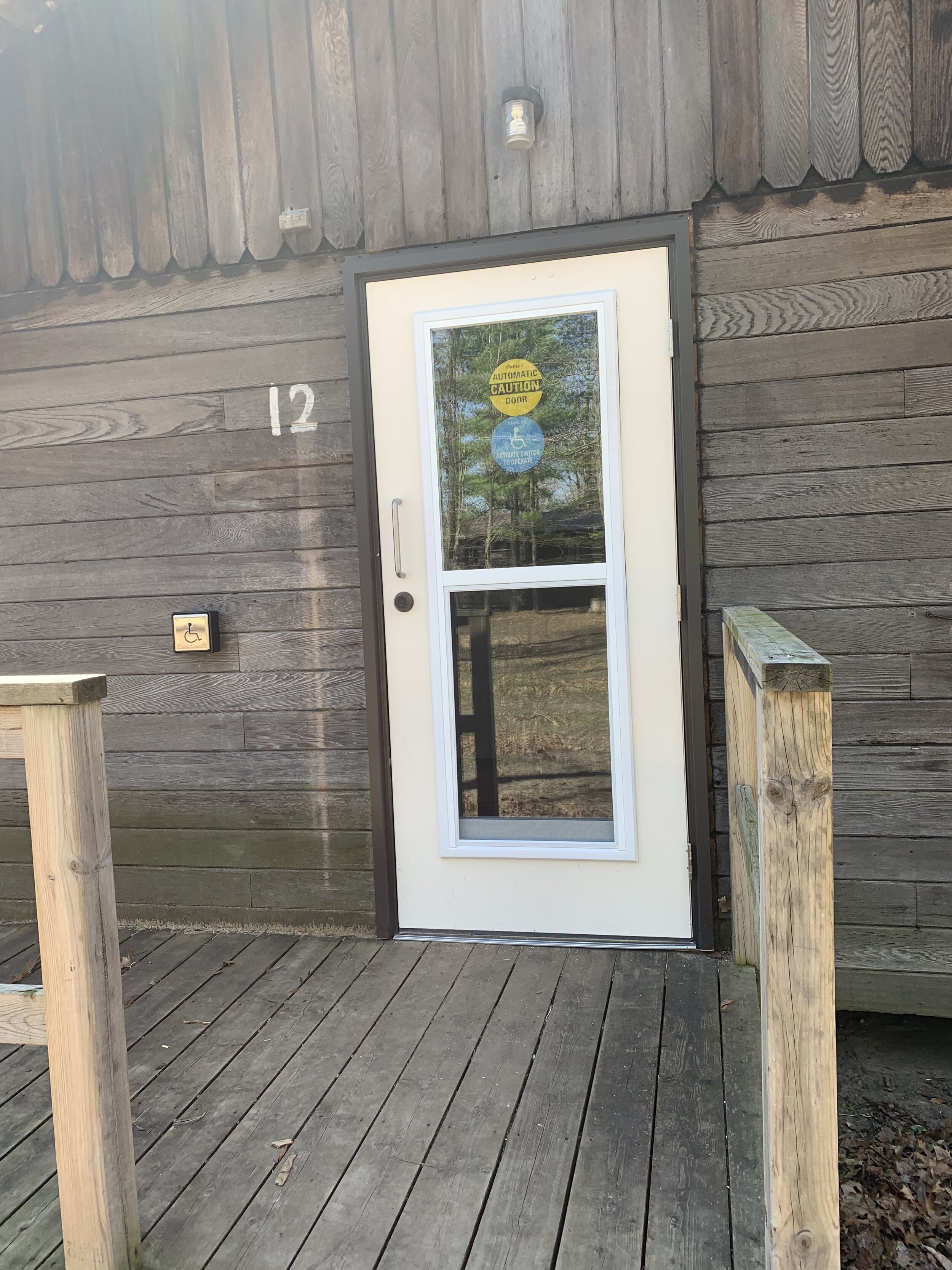 Renovated Health Hut with accessible doors and washroom.