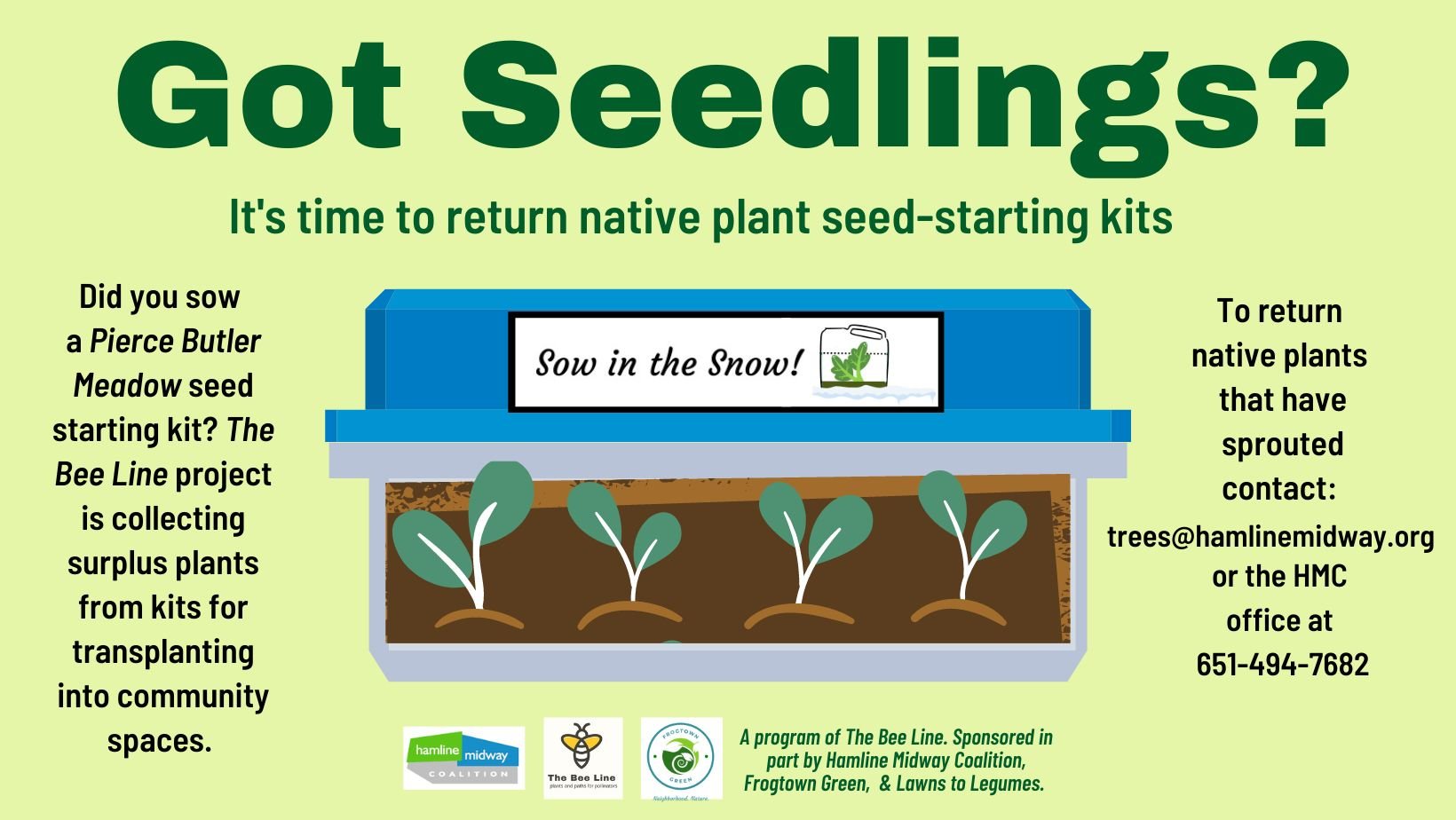 Got Seedlings? It's time to return native plant seed-starting kits!