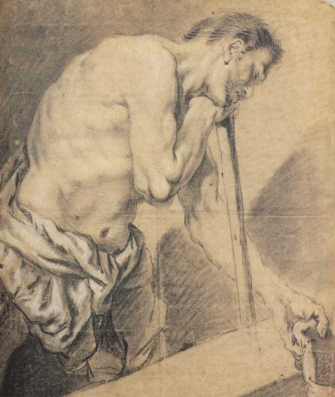 Beggar leaning on a stick by Jean-Baptiste Deshayes De Colleville