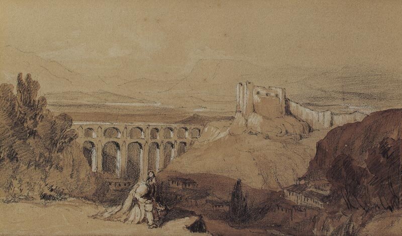 Aqueduct near a Castle in Ruins by David Roberts