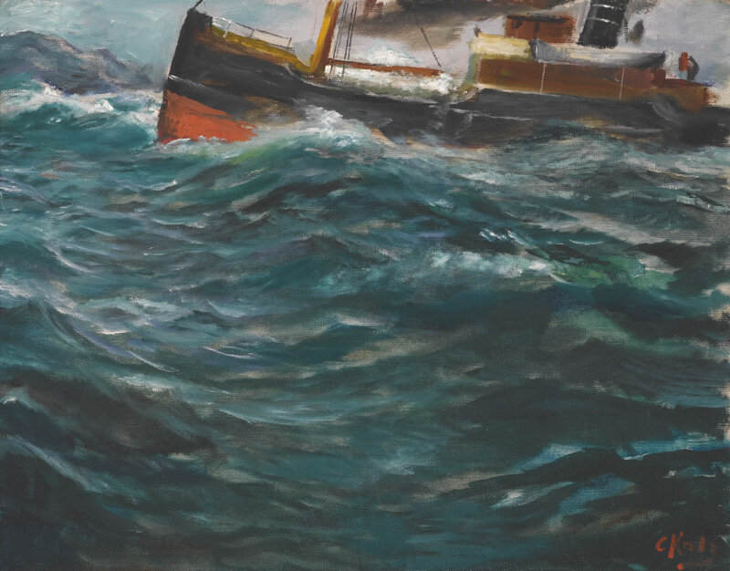 A Ship In Rough Seas by Christian Krohg