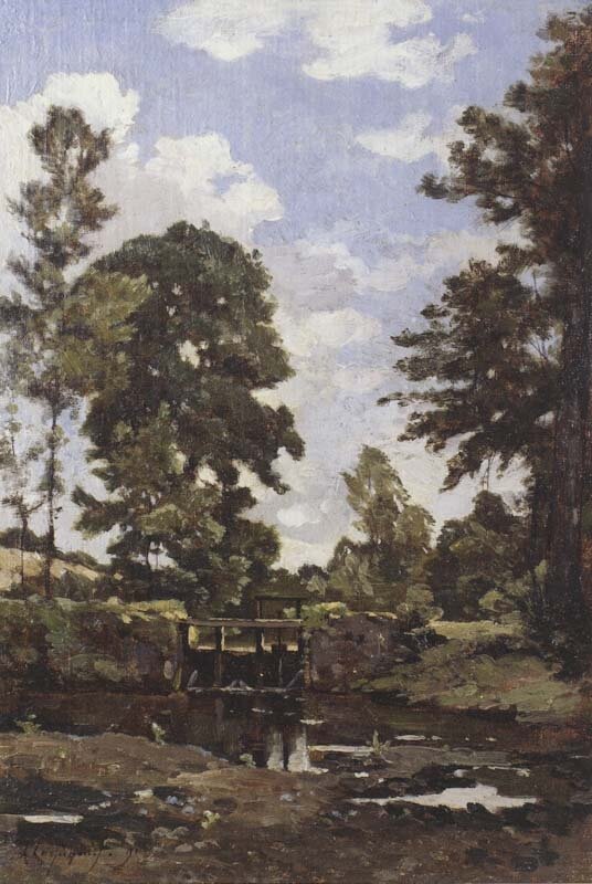 The Canal Lock by Henri Joseph Harpignies