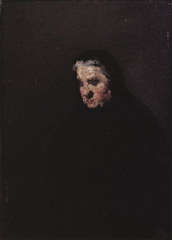 Portrait of elderly woman by Théodule Augustin Ribot