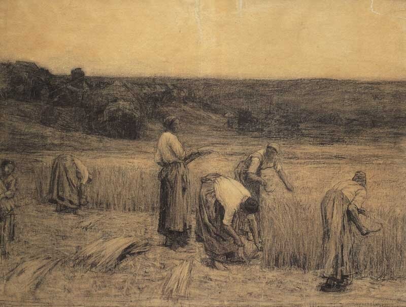 Harvesters In A Field by Léon Augustin Lhermitte