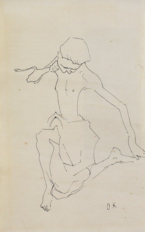 Kneeling Figure by Oskar Kokoschka