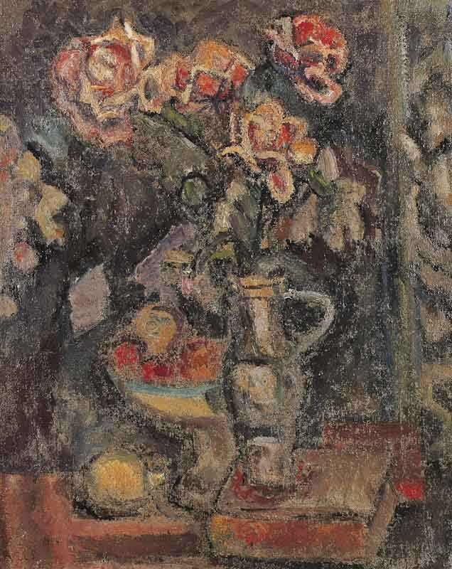 Still life with vase and flowers by Pinchus Krémègne