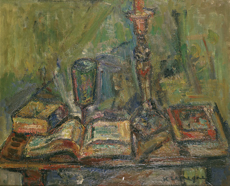 Still Life with book of prayers and candle by Pinchus Krémègne