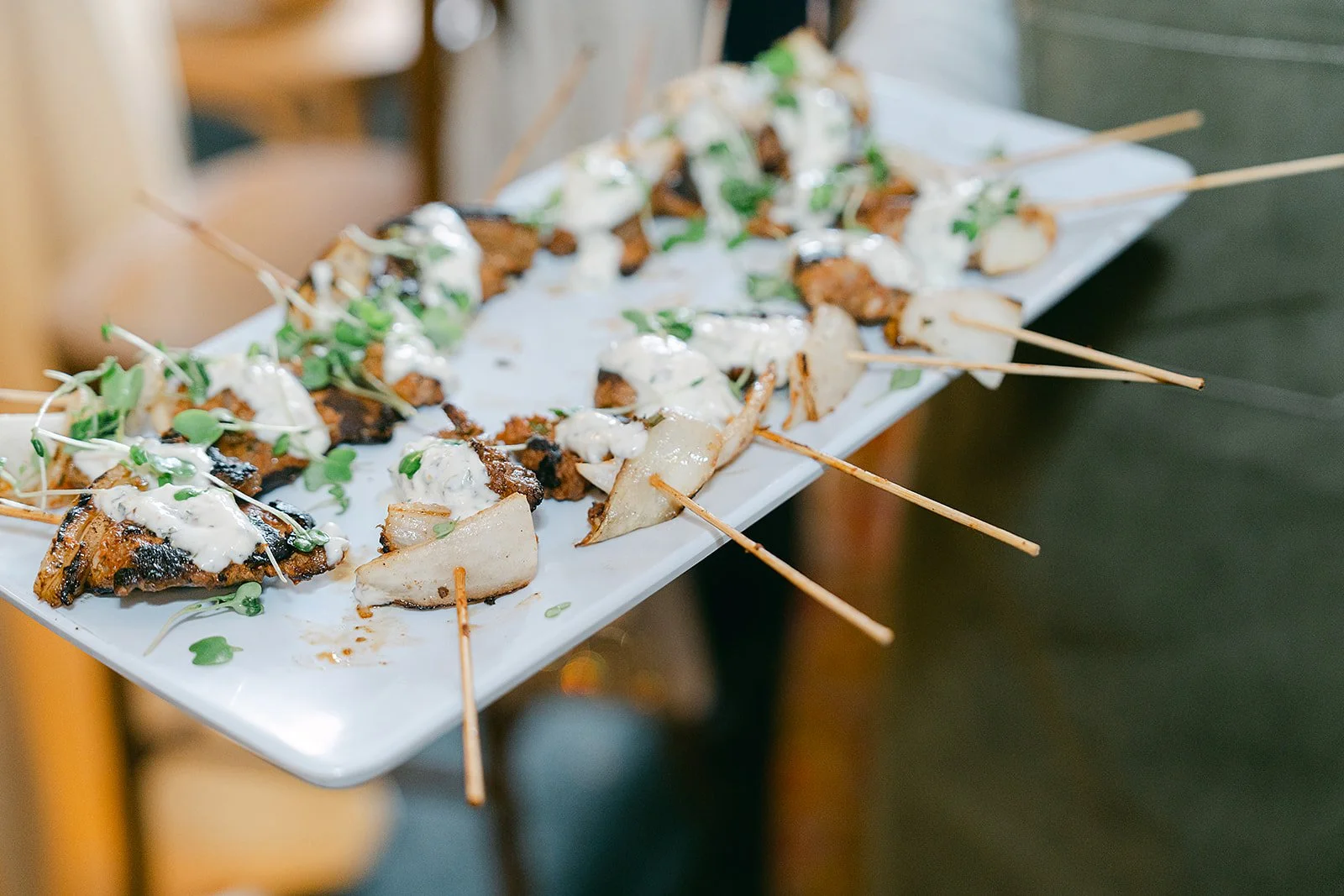 appetizer chicken skewer spring light bite