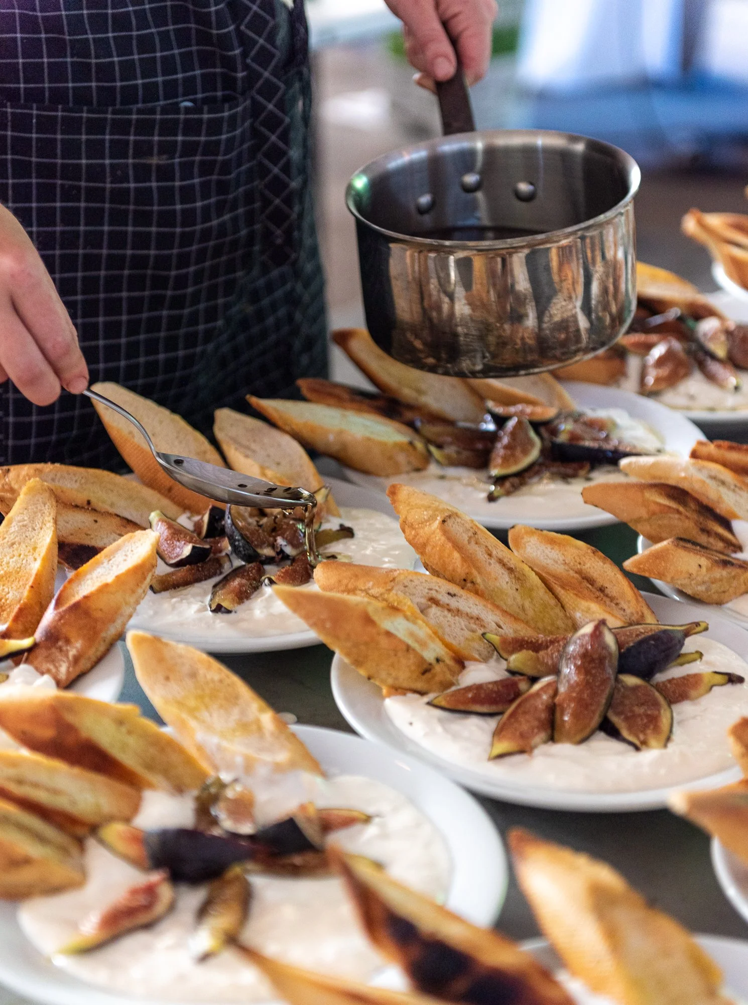 family style service whipped feta crostini dip appetizer