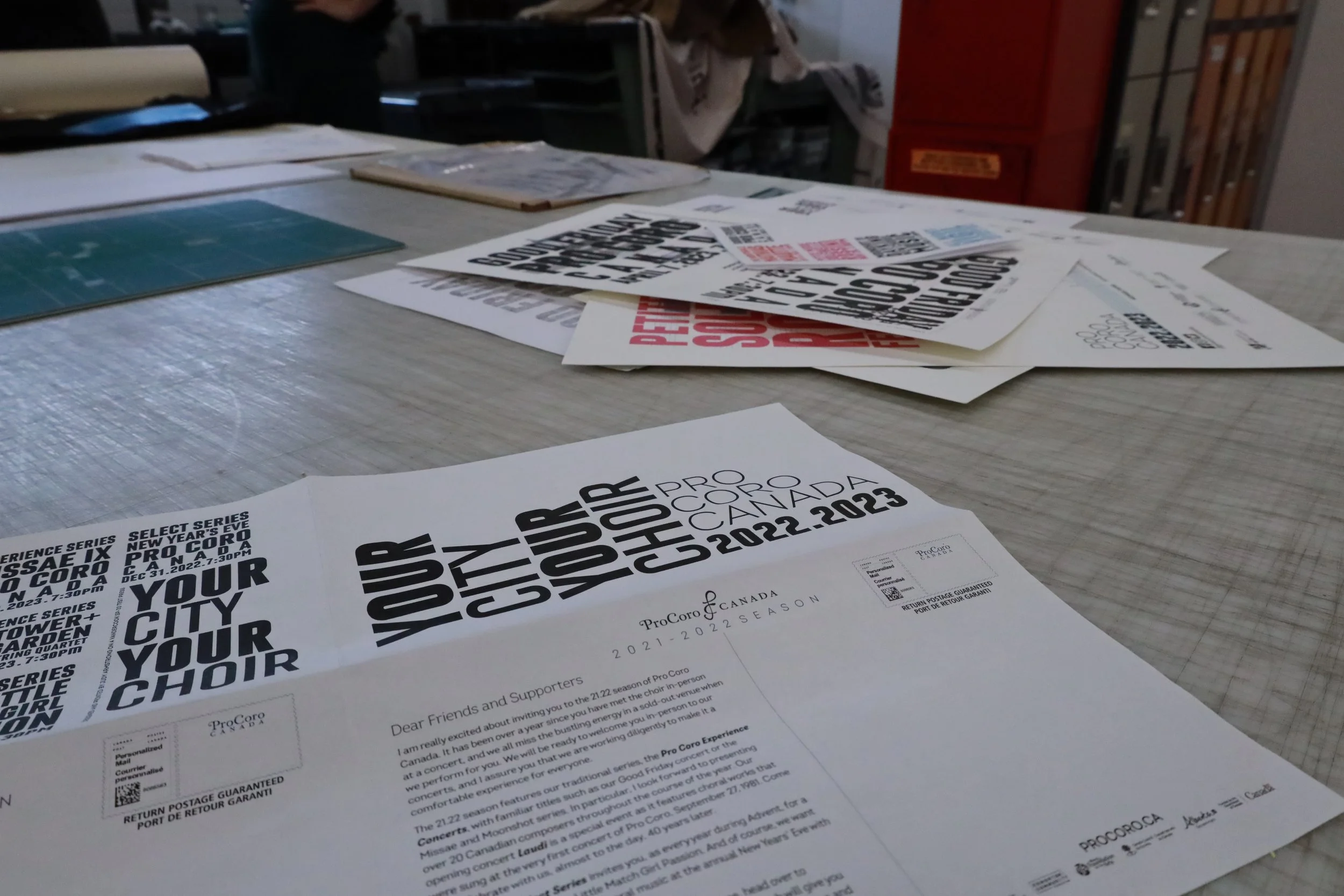 the process to print posters for 10 concerts, and season invitation cards, takes about 4 days.