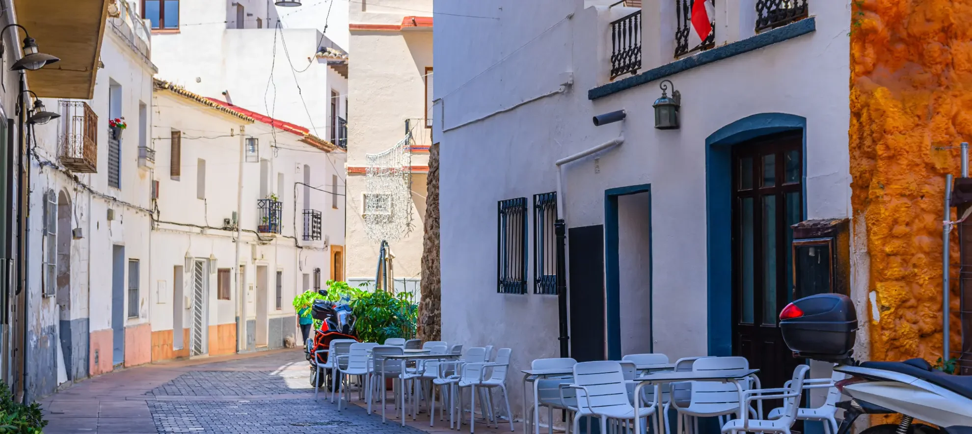 narrow, steep stepped street located in the historic Upper Town district of Gibraltar