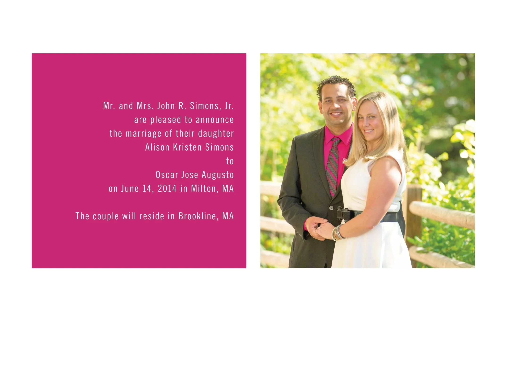 The happy couple on June 14, 2014