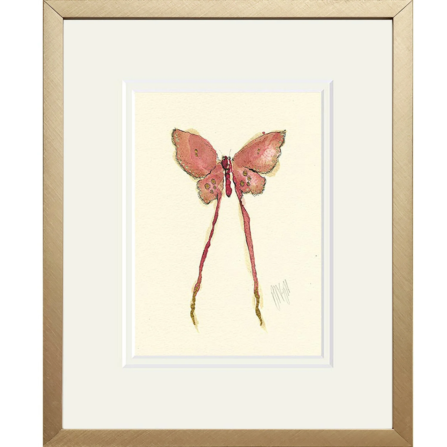 Pink Butterfly art print — Anna Wright Hand illustrated artwork, cards