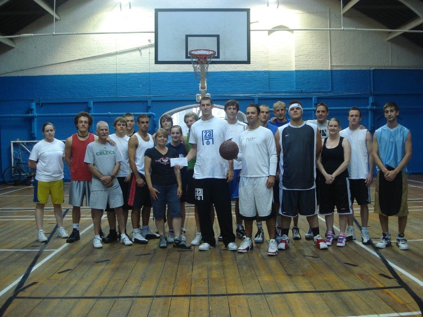  Jim at the Drill Hall with some of the young athletes he encouraged into the sport. circa 2010. 