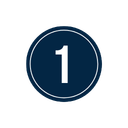 A round icon with the number 1 inside, on a dark blue background.