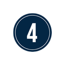 A navy blue circular icon with a white number four in the center.