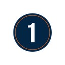 Number one inside a circular outline with a dark background.