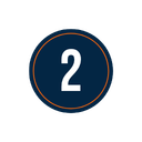 Number two inside a circular design with a dark background