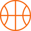 Outline of an orange basketball