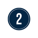A circular blue badge with the number 2 in white.